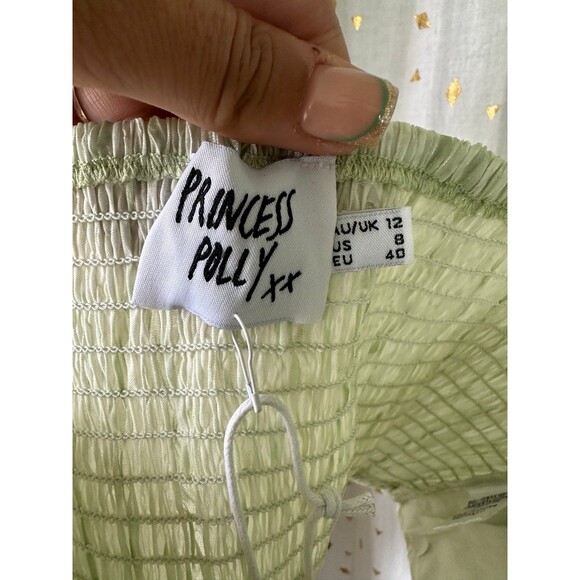 Princess Polly NWT Conaway Corset Ruched Shirred Back Adjustable Top Green 8 - Picture 7 of 7